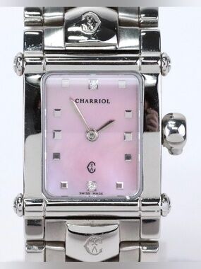Ladies Charriol Stainless Steel Pink Mother of Pearl & Diamond Watch